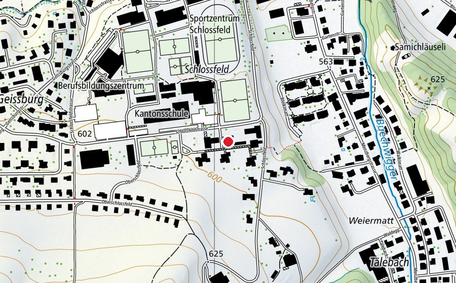 Carte indiquant l’emplacement de Schule Schlossfeld Turnhallen (Centre sportif)