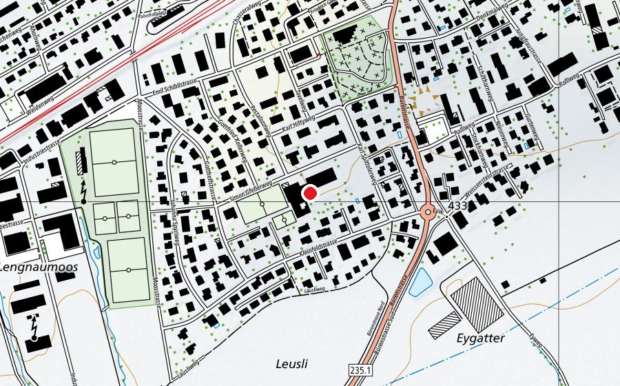 Mappa con la posizione di Schulhaus Kleinfeld (Centro sportivo)