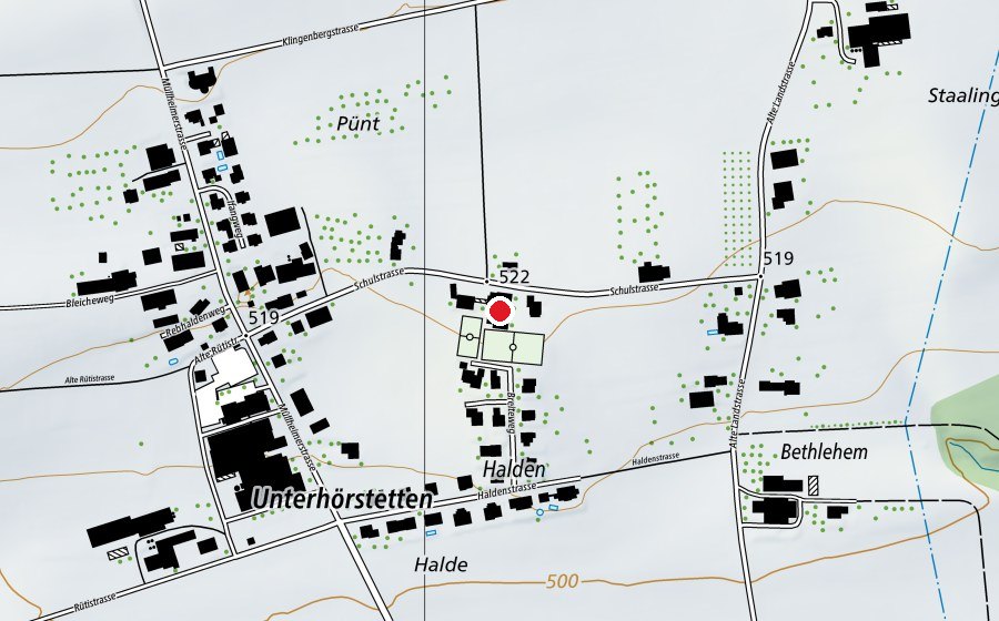 Mappa con la posizione di Schulhaus Primarschulgemeinde Homburg/Hörstetten (Centro sportivo)