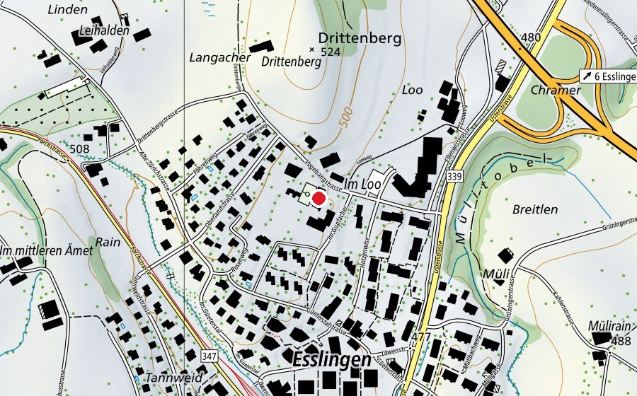 Mappa con la posizione di Schulhaus Vogelsang (Centro sportivo)