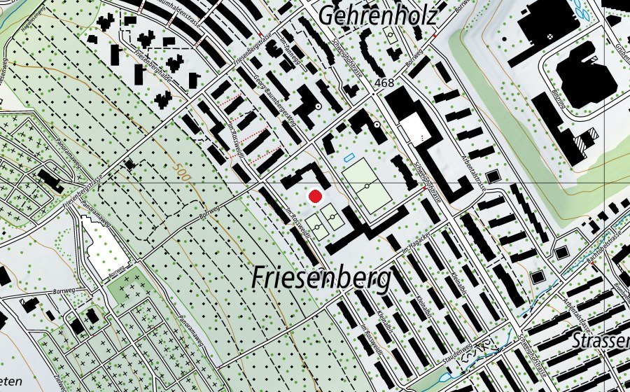 Carte indiquant l’emplacement de Schulschwimmanlage Borrweg (Centre sportif)