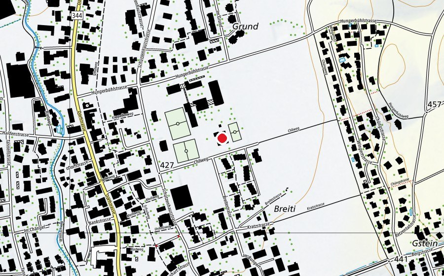 Map showing the location of Schulsporthalle Hungerbühl (Sports centre)