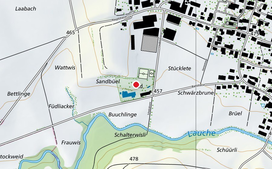 Map showing the location of Schwimmbad am Sonnenberg (Sports centre)
