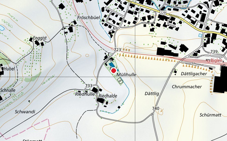 Mappa con la posizione di Schwimmbad Biglen (Centro sportivo)