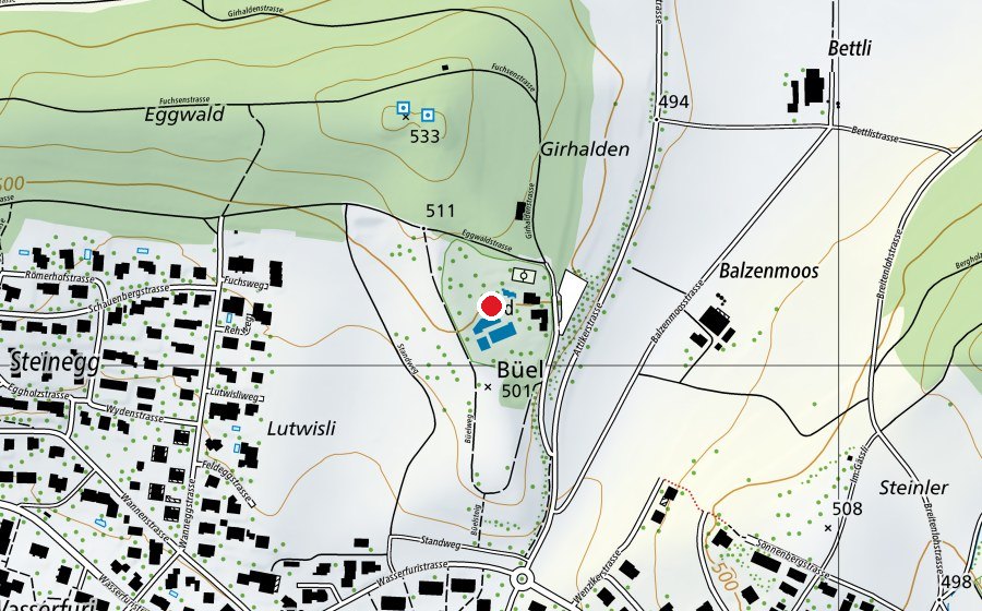 Mappa con la posizione di Schwimmbad Büel (Centro sportivo)