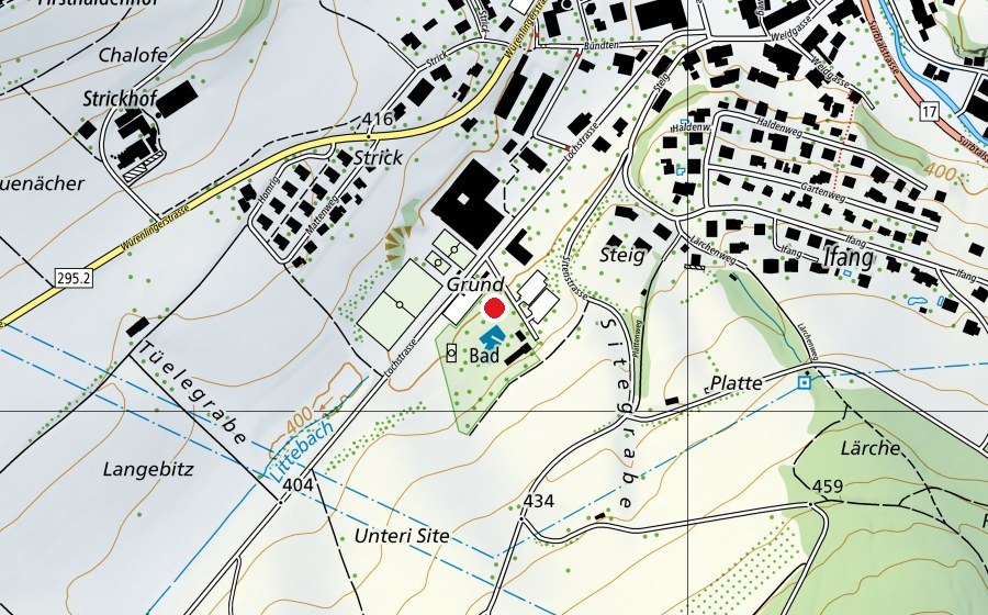 Carte indiquant l’emplacement de Schwimmbad Endingen (Centre sportif)