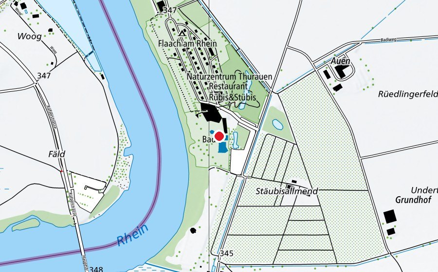 Mappa con la posizione di Schwimmbad Flaach (Centro sportivo)