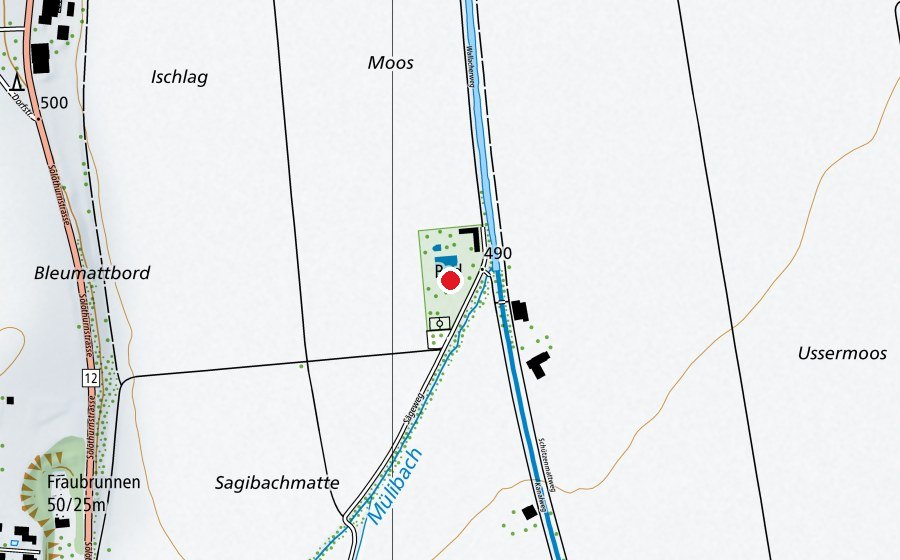 Map showing the location of Schwimmbad Fraubrunnen (Sports centre)
