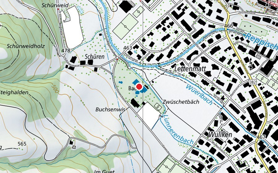 Mappa con la posizione di Schwimmbad Geren (Centro sportivo)