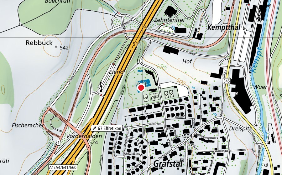 Map showing the location of Schwimmbad Grafstal (Sports centre)