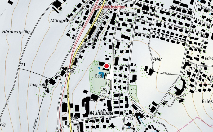 Carte indiquant l’emplacement de Schwimmbad Grosshöchstetten (Centre sportif)