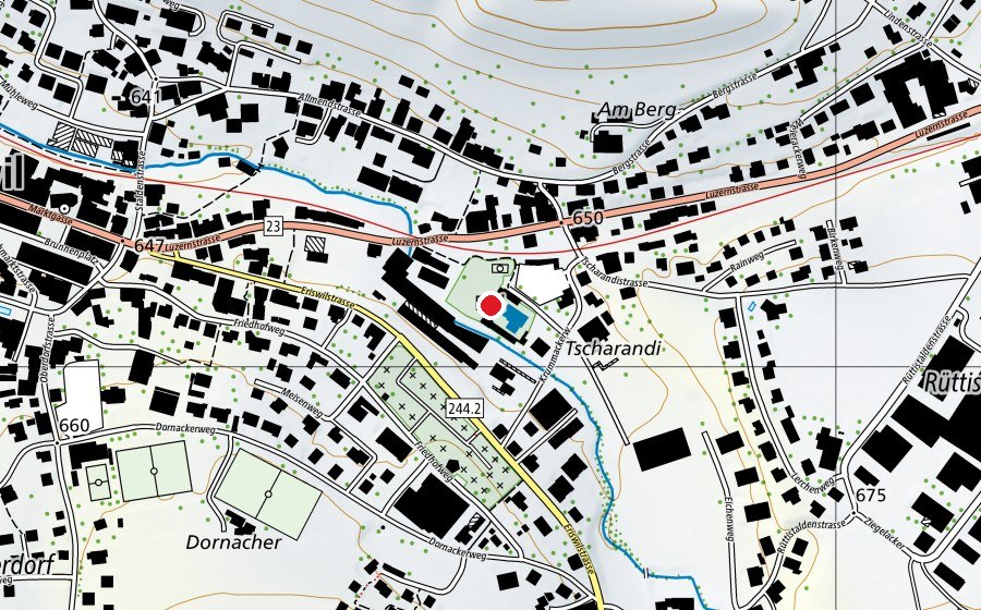Carte indiquant l’emplacement de Schwimmbad Huttwil (Centre sportif)