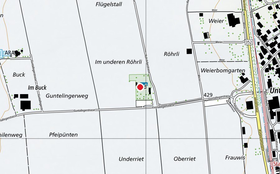 Karte mit dem Standort von Schwimmbad Im Röhrli (Sportanlage)