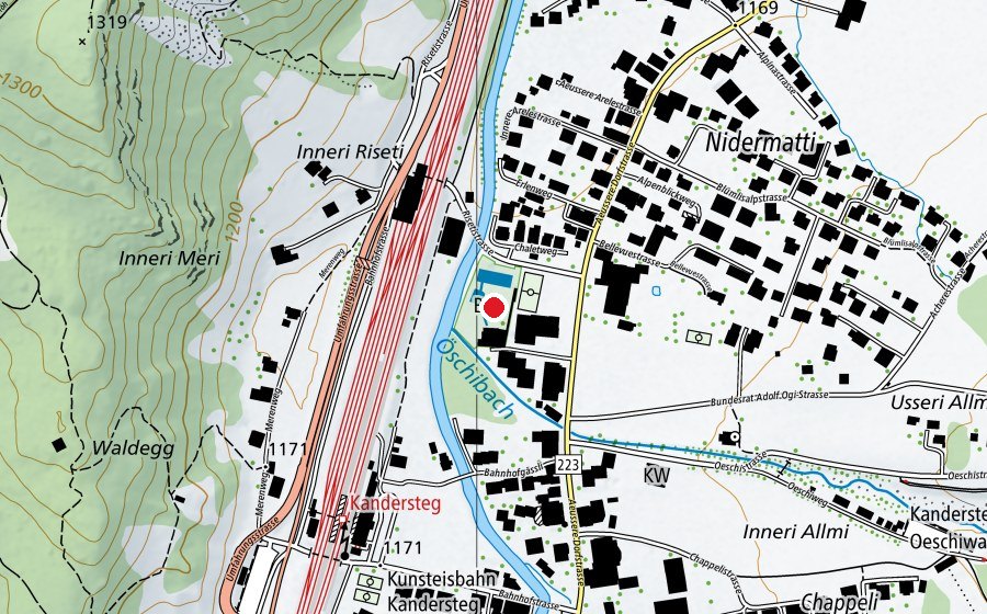 Karte mit dem Standort von Schwimmbad Kandersteg (Sportanlage)