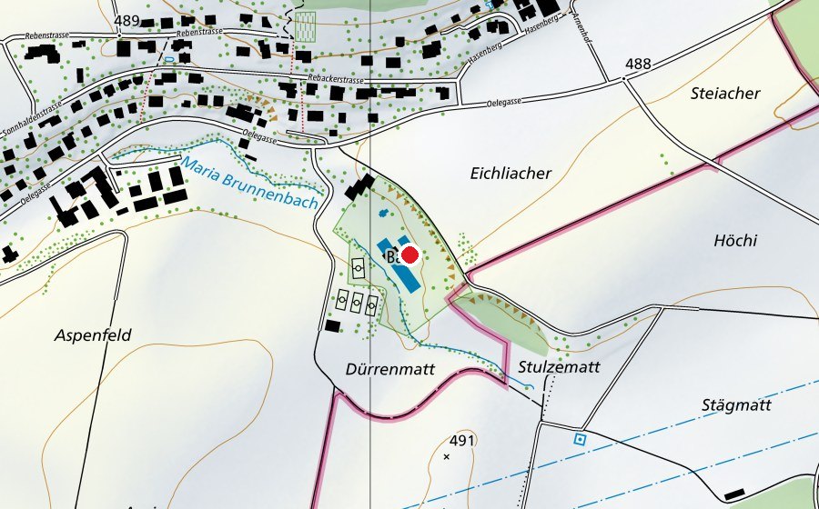 Map showing the location of Schwimmbad Kerzers (Sports centre)