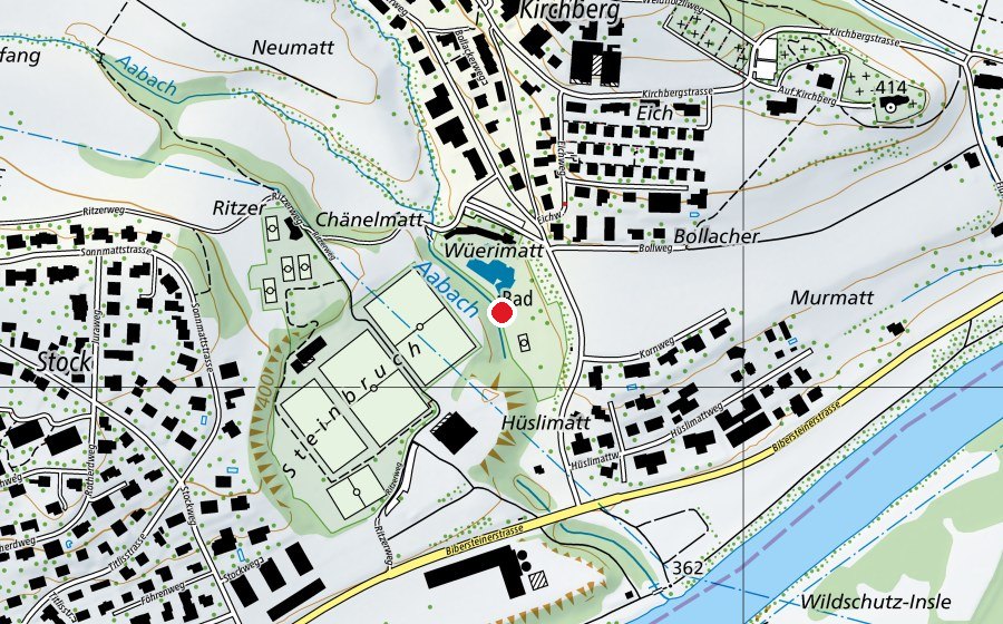 Mappa con la posizione di Schwimmbad Küttigen (Centro sportivo)