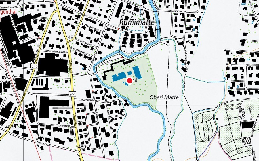 Mappa con la posizione di Schwimmbad Langenthal (Centro sportivo)