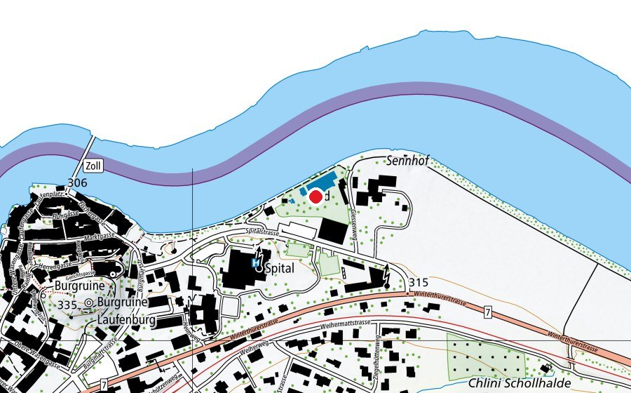 Mappa con la posizione di Schwimmbad Laufenburg (Centro sportivo)