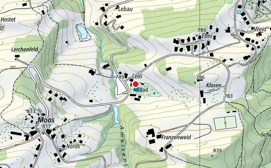 Mappa con la posizione di Schwimmbad Ledi (Centro sportivo)