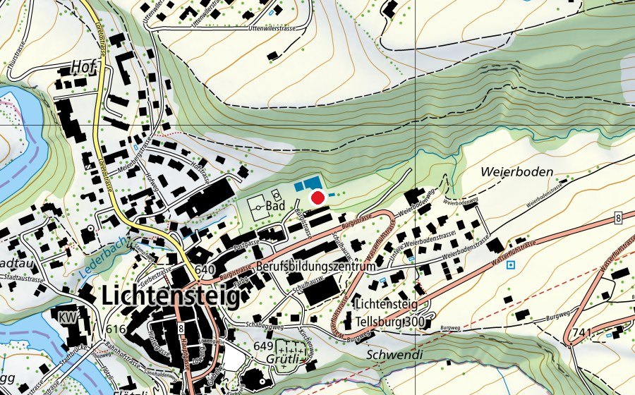 Mappa con la posizione di Schwimmbad Lichtensteig (Centro sportivo)