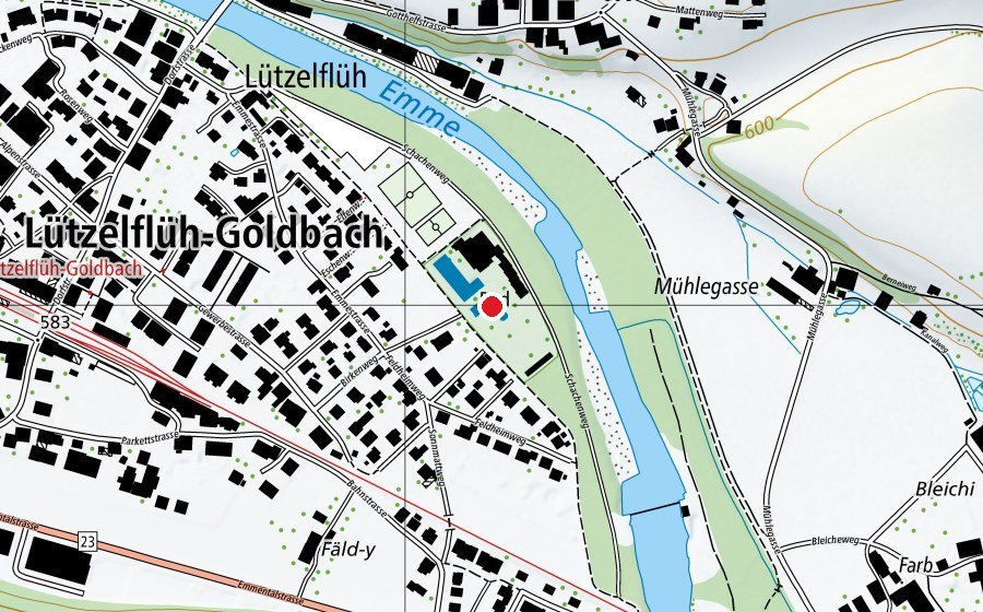Mappa con la posizione di Schwimmbad Lützelflüh (Centro sportivo)
