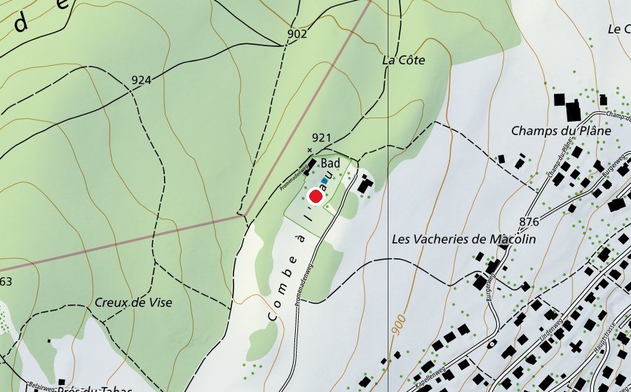 Map showing the location of Schwimmbad Magglingen (Sports centre)
