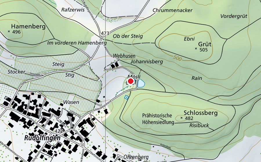 Karte mit dem Standort von Schwimmbad Mösli (Sportanlage)