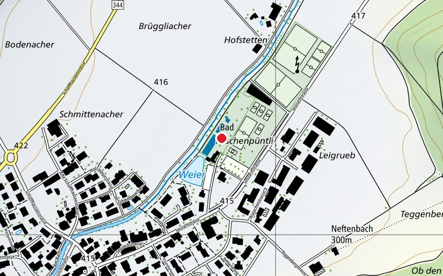 Mappa con la posizione di Schwimmbad Neftenbach (Centro sportivo)