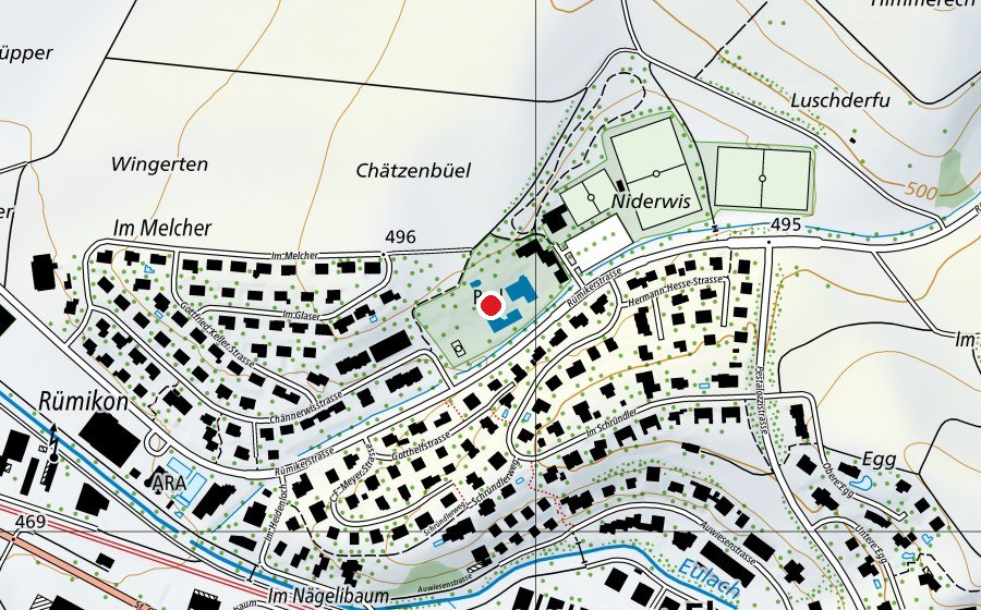 Carte indiquant l’emplacement de Schwimmbad Niderwis (Centre sportif)