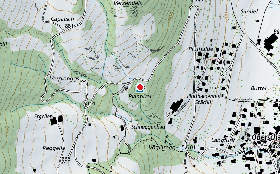 Mappa con la posizione di Schwimmbad Oberschan (Centro sportivo)