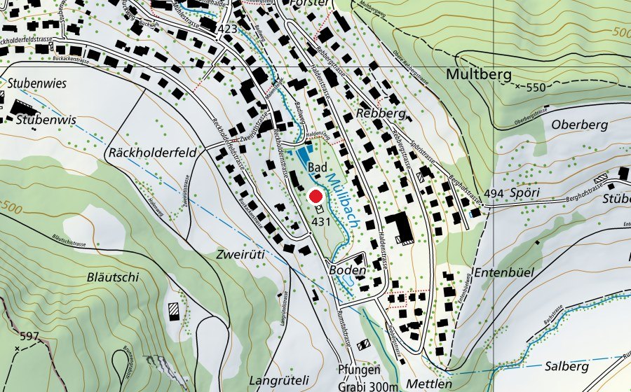 Carte indiquant l’emplacement de Schwimmbad Reckholdern (Centre sportif)
