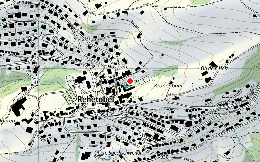 Mappa con la posizione di Schwimmbad Rehetobel (Centro sportivo)