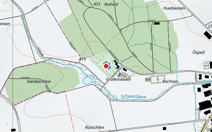 Mappa con la posizione di Schwimmbad Rickenbach ZH (Centro sportivo)