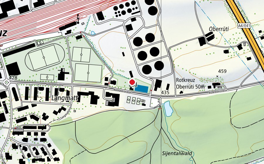 Karte mit dem Standort von Schwimmbad Rotkreuz (Sportanlage)