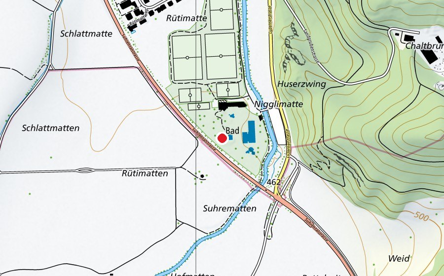 Karte mit dem Standort von Schwimmbad Rütimatten (Sportanlage)