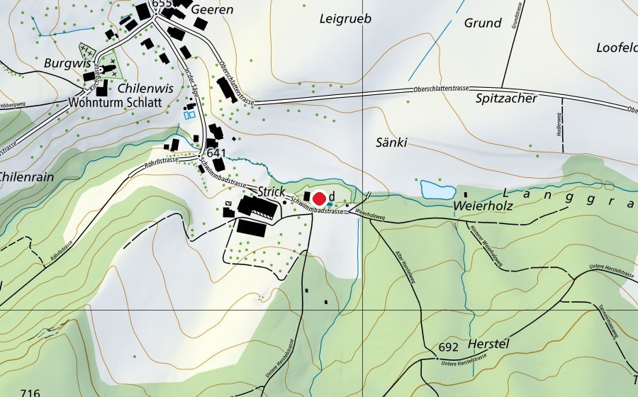 Map showing the location of Schwimmbad Schlatt (Sports centre)