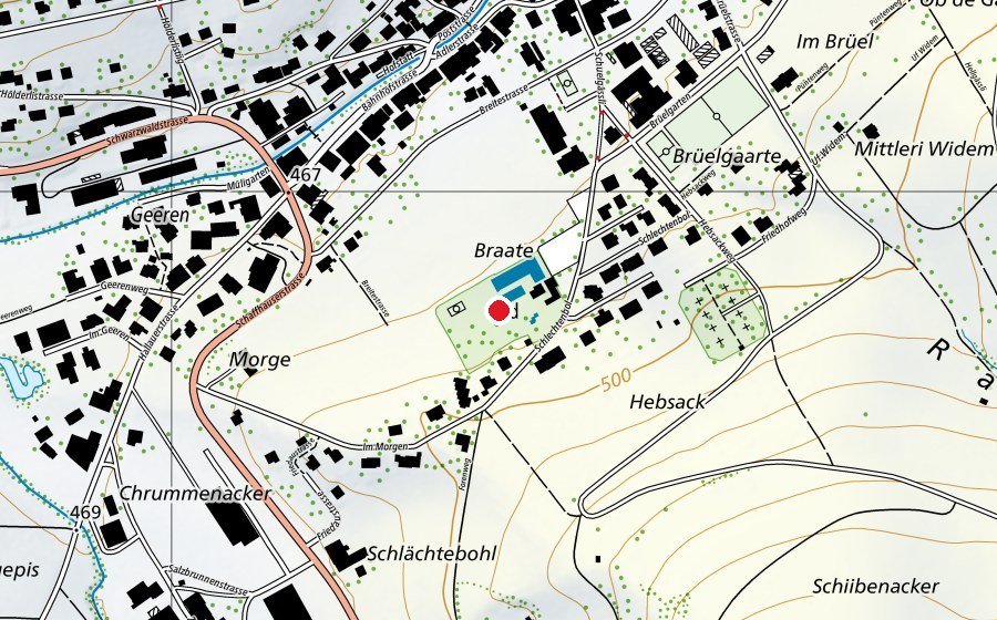 Carte indiquant l’emplacement de Schwimmbad Schleitheim (Centre sportif)
