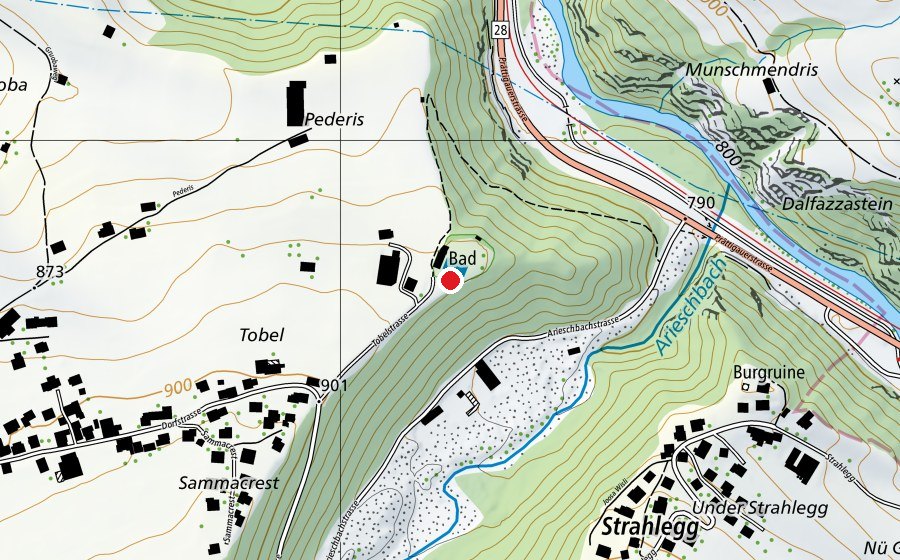 Map showing the location of Schwimmbad Tobel (Sports centre)