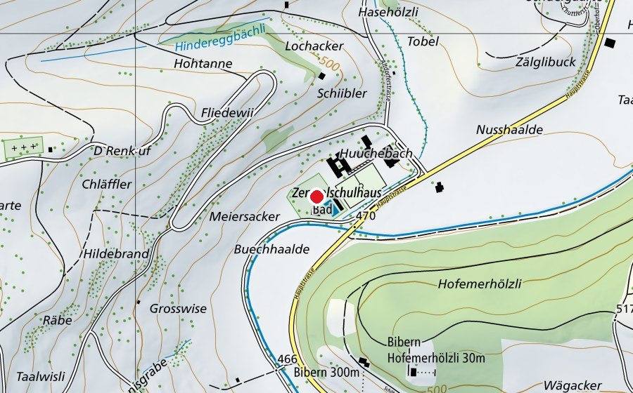 Map showing the location of Schwimmbad Unterer Reiat (Sports centre)