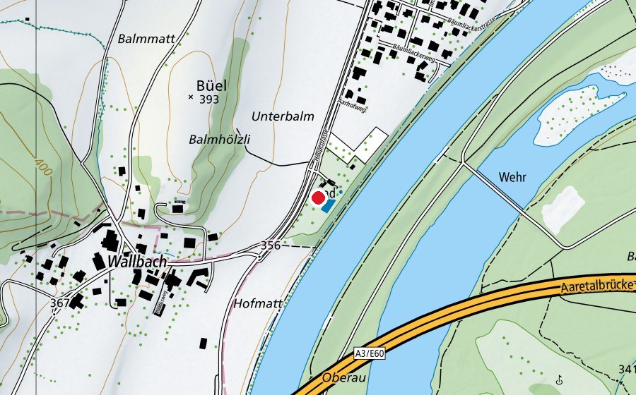 Carte indiquant l’emplacement de Schwimmbad Villnachern (Centre sportif)