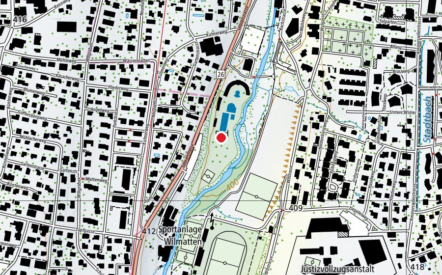 Carte indiquant l’emplacement de Schwimmbad Walkematt Lenzburg (Centre sportif)