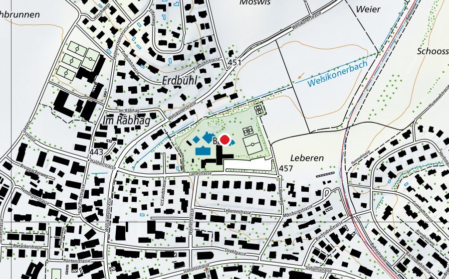 Mappa con la posizione di Schwimmbad Weiher (Centro sportivo)