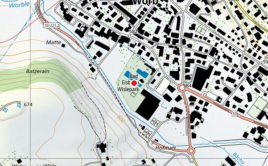 Mappa con la posizione di Schwimmbad Worb (Centro sportivo)