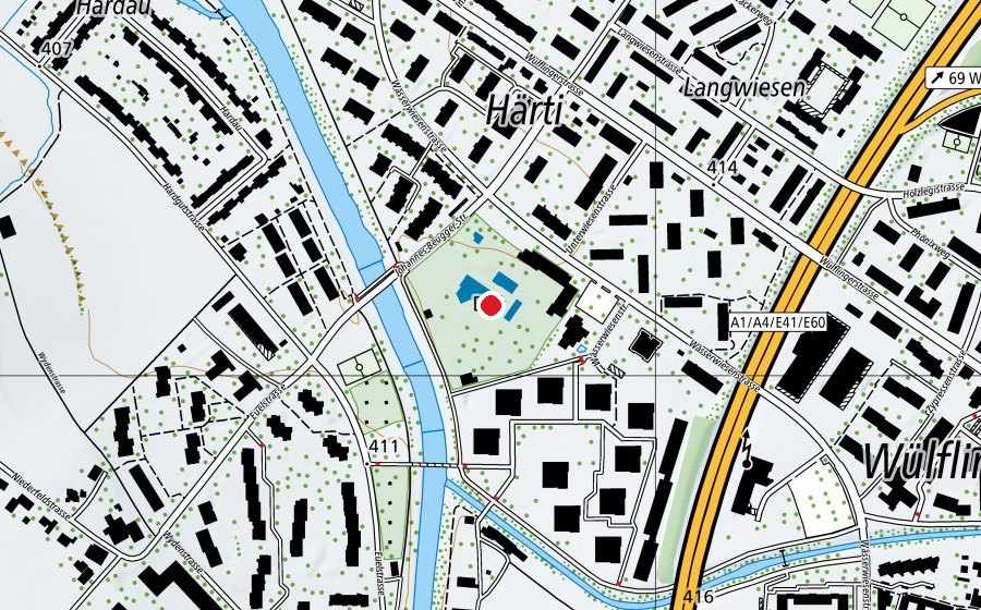 Mappa con la posizione di Schwimmbad Wülflingen (Centro sportivo)