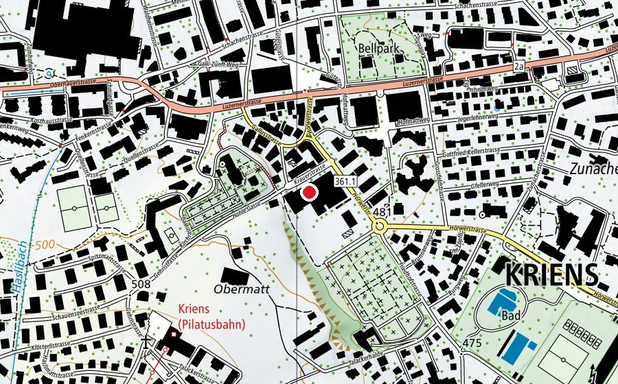 Mappa con la posizione di Schwimmhalle Krauer (Centro sportivo)