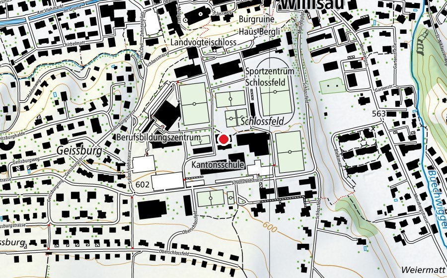 Map showing the location of Schwinger- und Ringerzentrum (Sports centre)