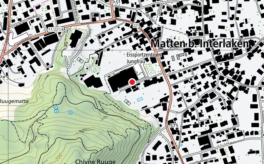 Mappa con la posizione di Schwingkeller Interlaken (Centro sportivo)
