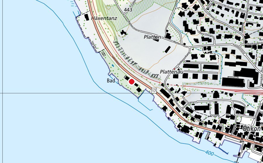 Carte indiquant l’emplacement de Seebad Lattenberg (Centre sportif)