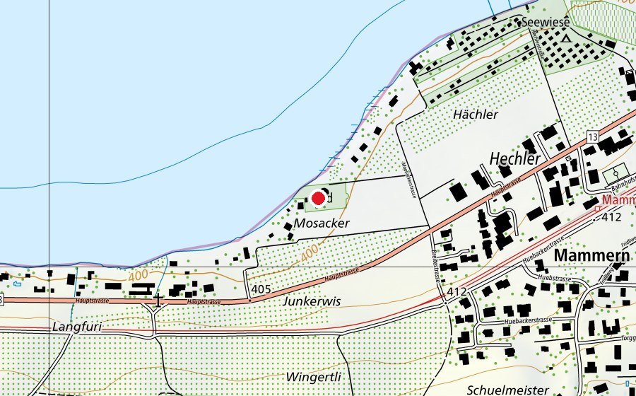 Mappa con la posizione di Seebad Mammern (Centro sportivo)