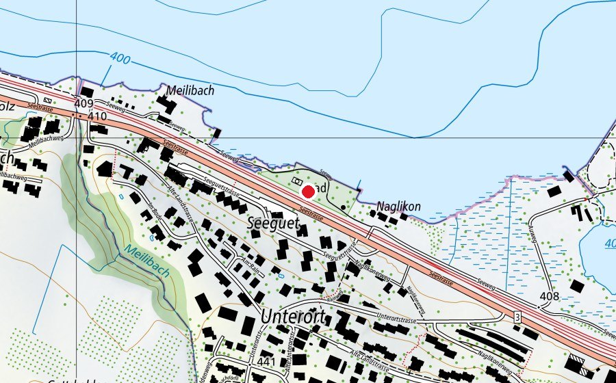 Karte mit dem Standort von Seebad Naglikon (Sportanlage)